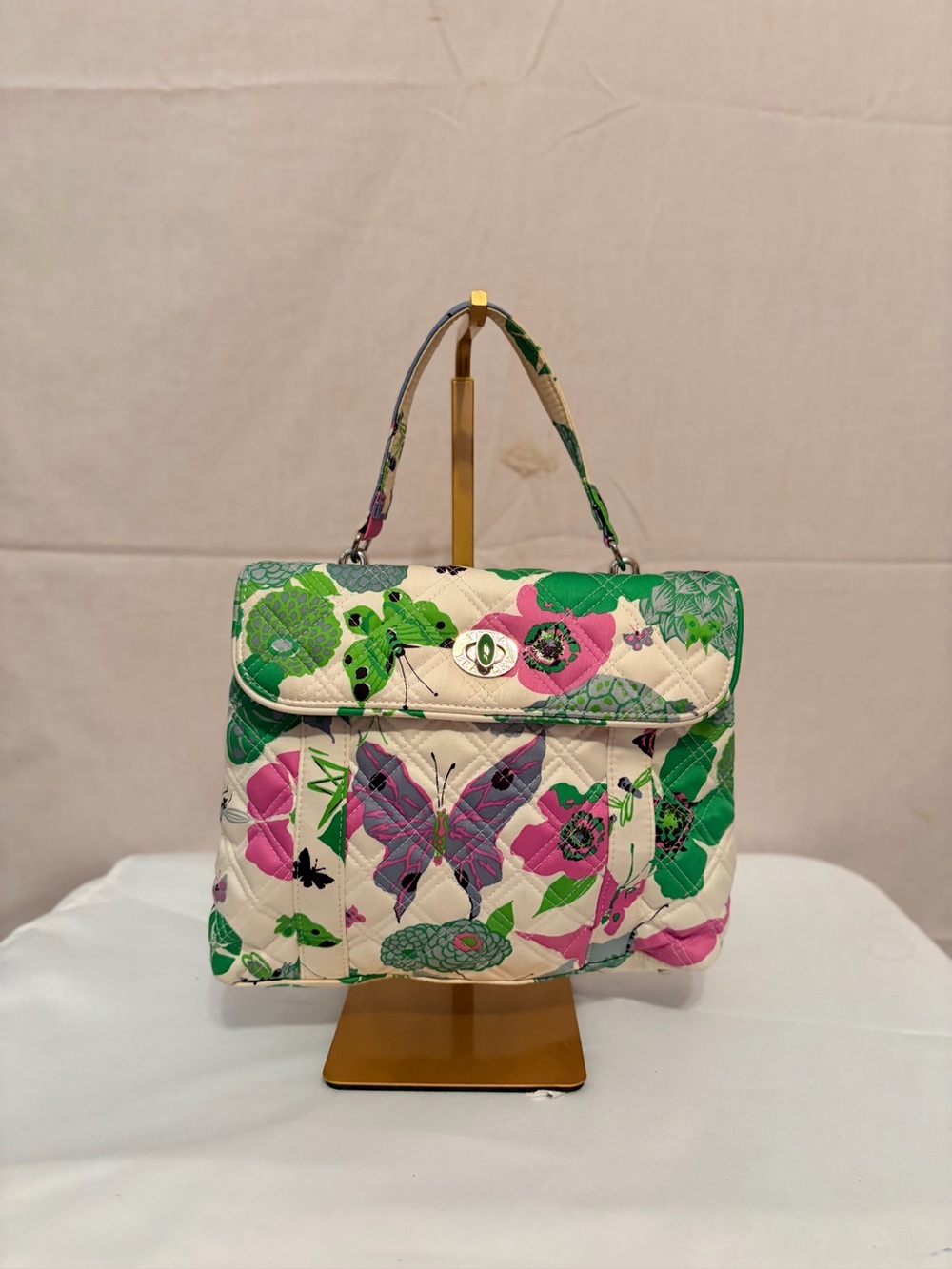 Vera Bradley "Spring Butterfly" Nicole sateen quilted handbag